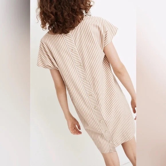 Madewell Striped V-Neck Button Back Dress NWT $98 Size Small - Picture 2 of 5